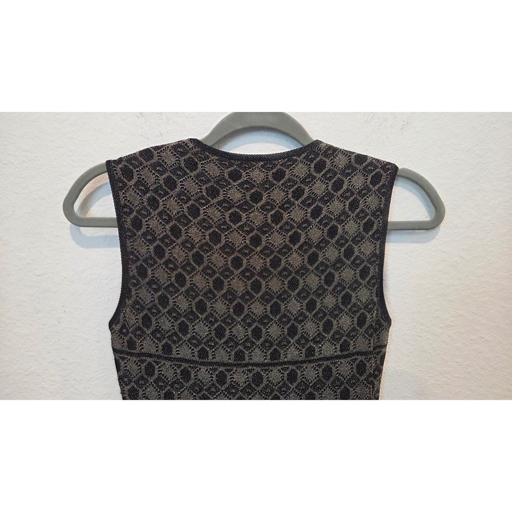 Alexander McQueen Metallic Jacquard Knit Skater Dress Fit Flare Black Gold Small - Picture 15 of 15